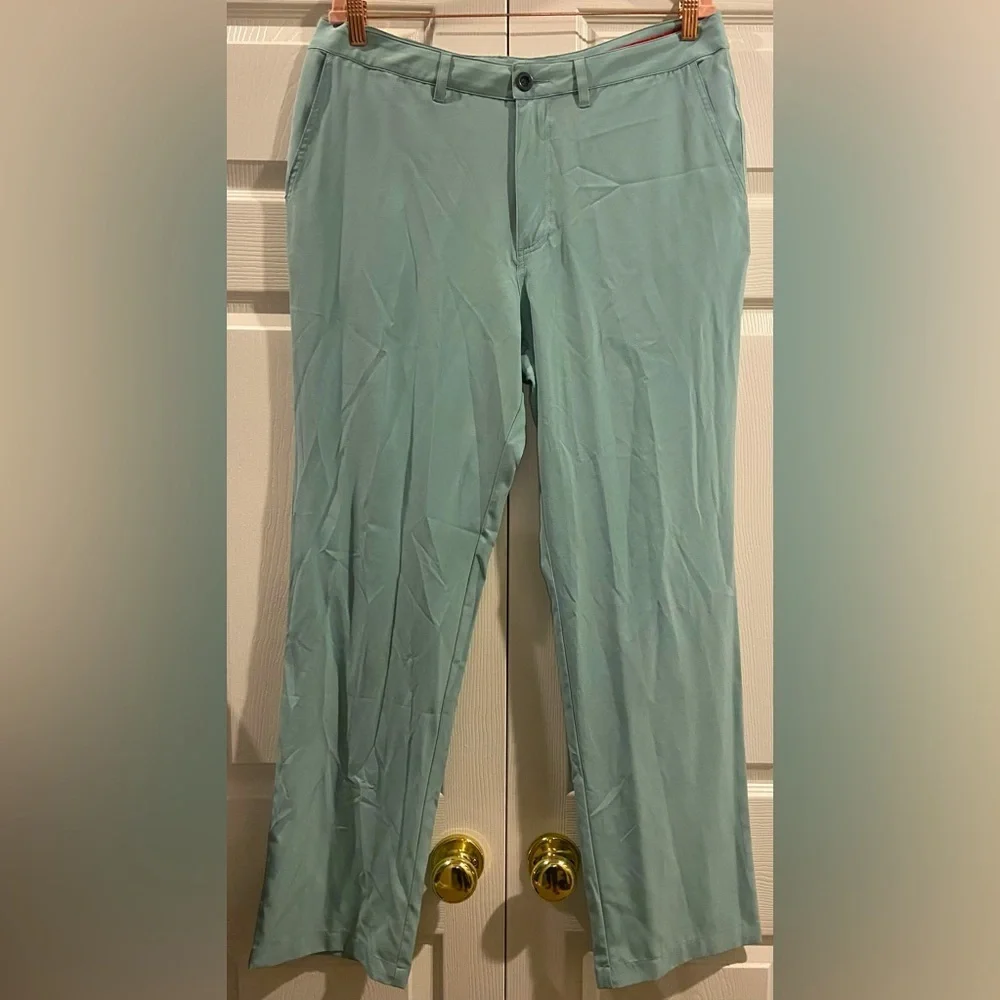 Short Par 4 Golf Pants Chino Mens Size 34 x 32 Seafoam Green Flat Front